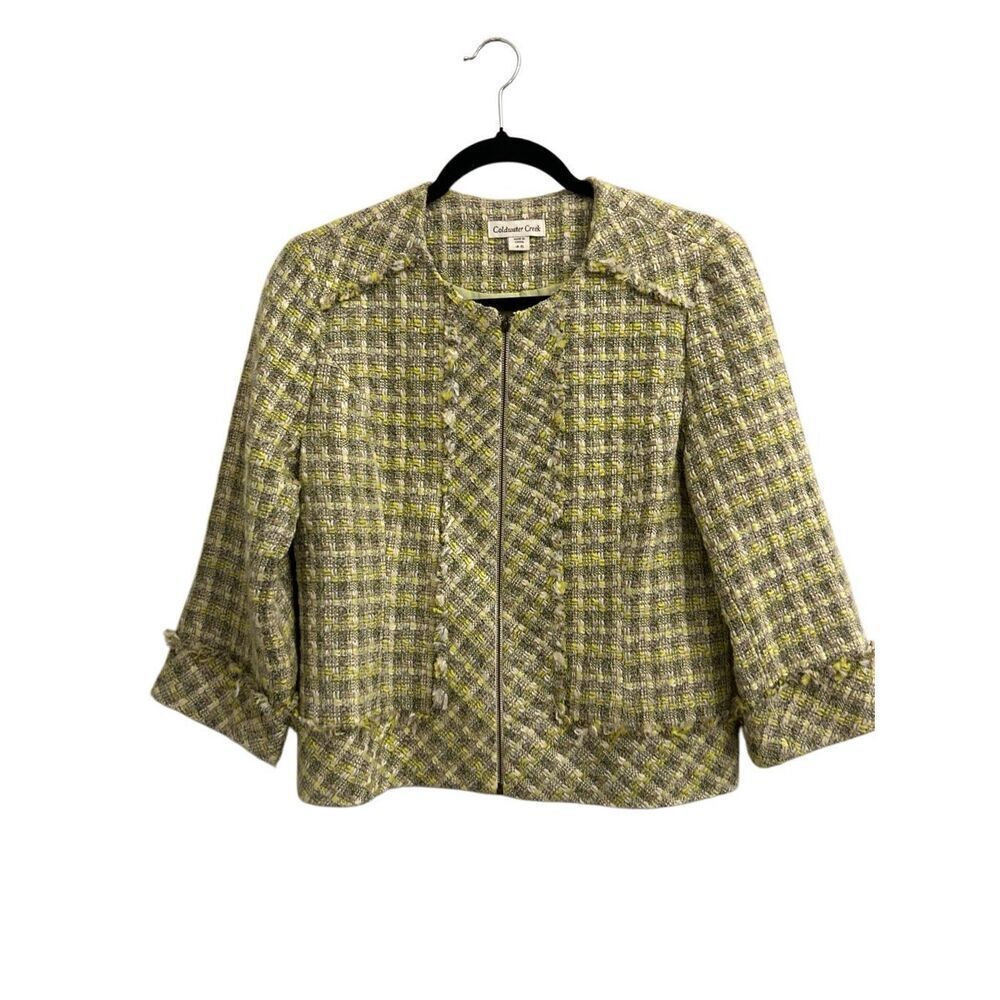 Coldwater Creek Tweed Plaid Jacket size 4-6 Clueless Academia